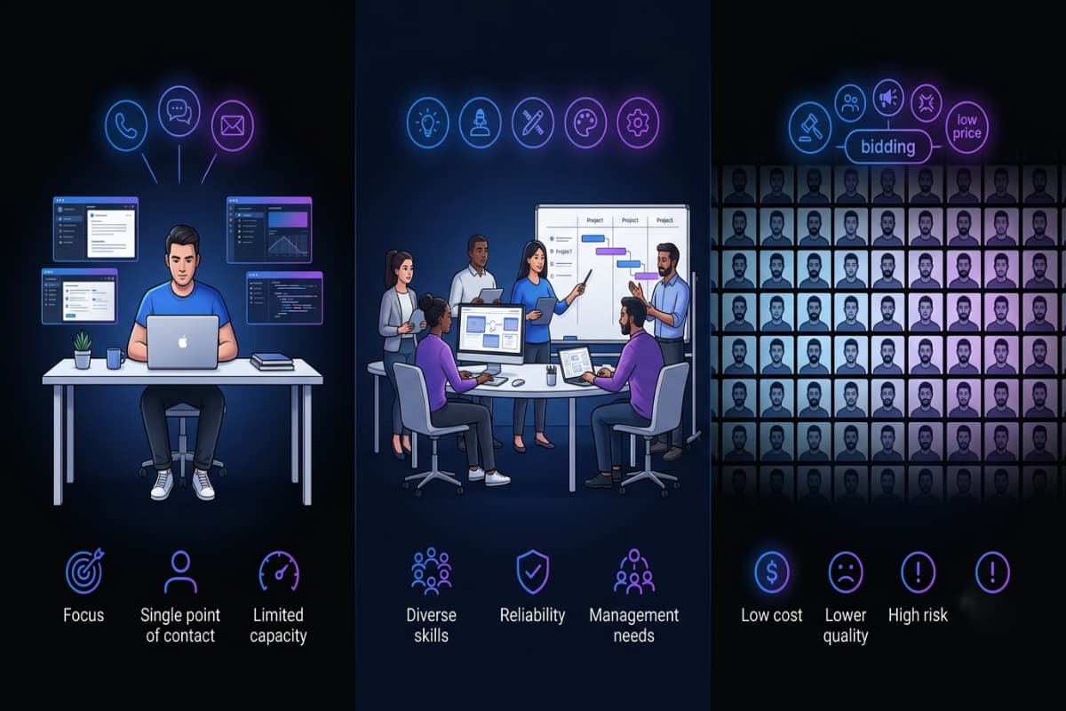 Freelancer vs agency vs marketplace for hiring a developer