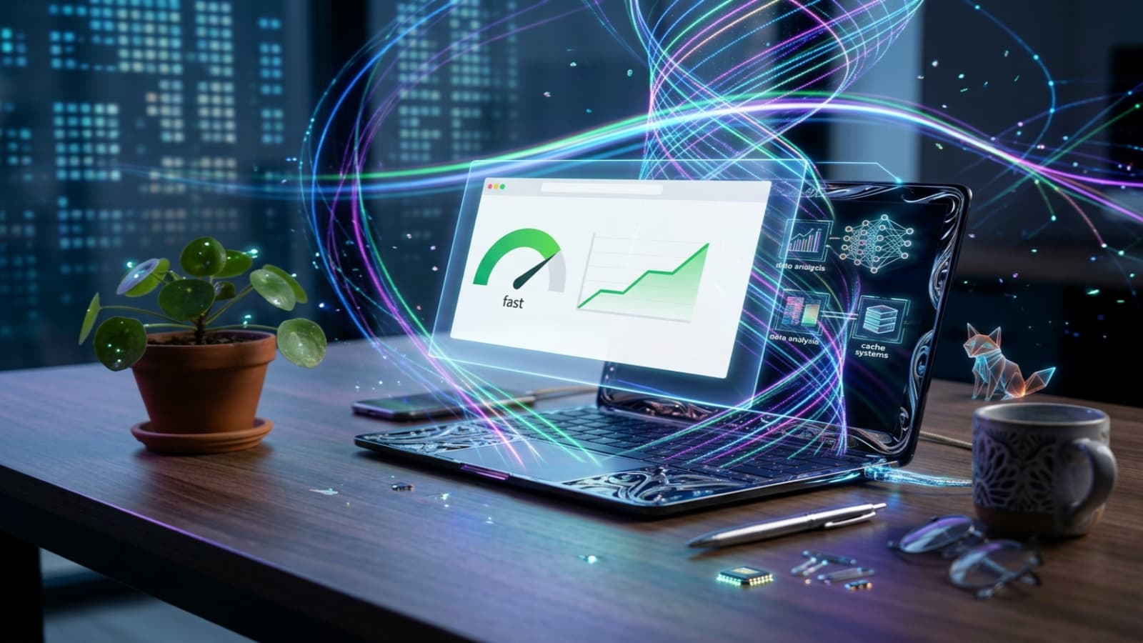 Web performance and speed optimization on a modern laptop