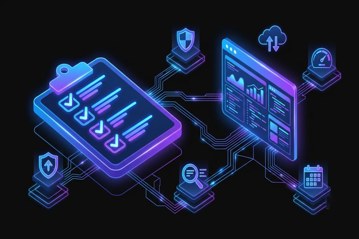 Website maintenance checklist with security, backup, speed and monitoring tasks