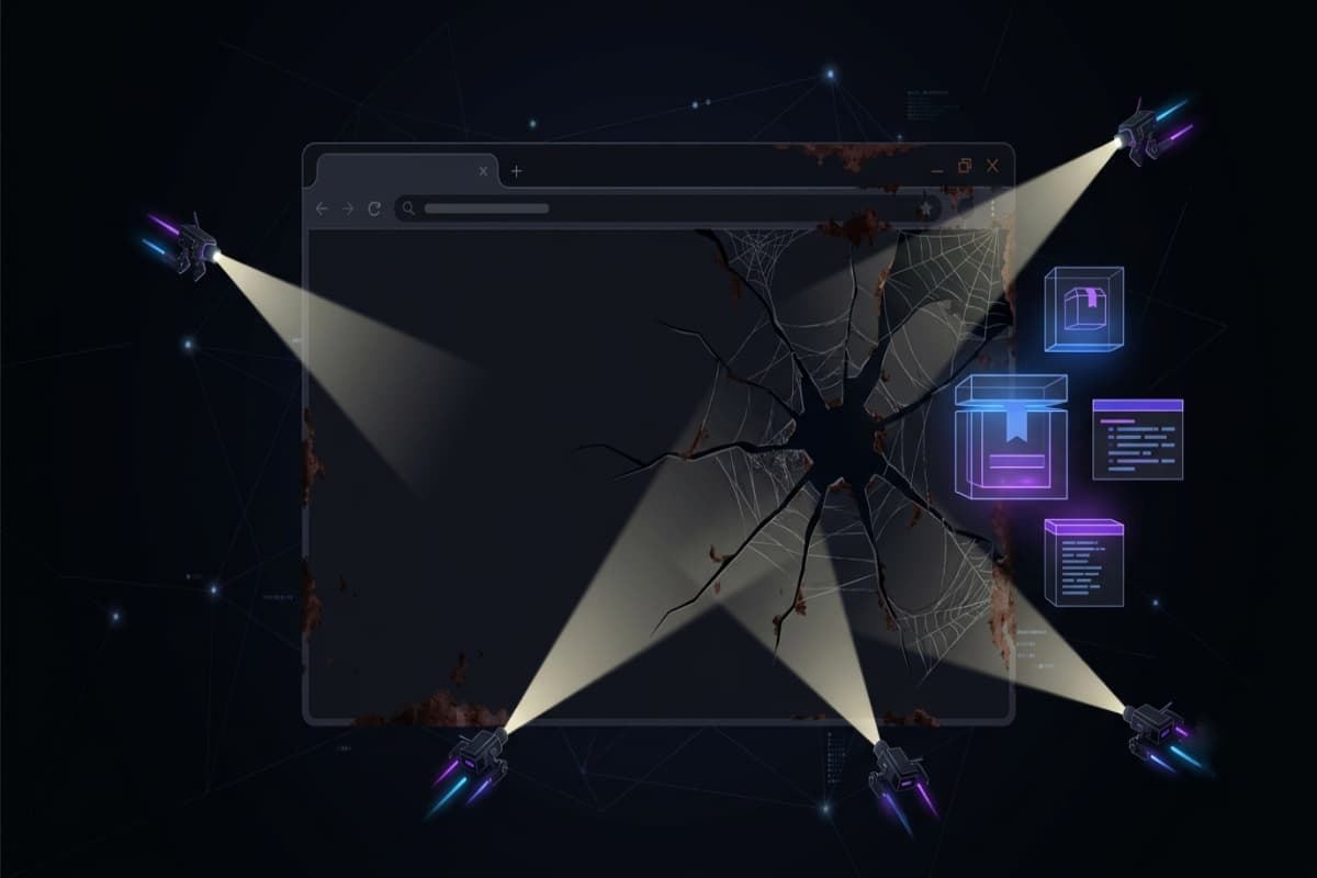 Neglected website cracking and decaying while software updates float ignored