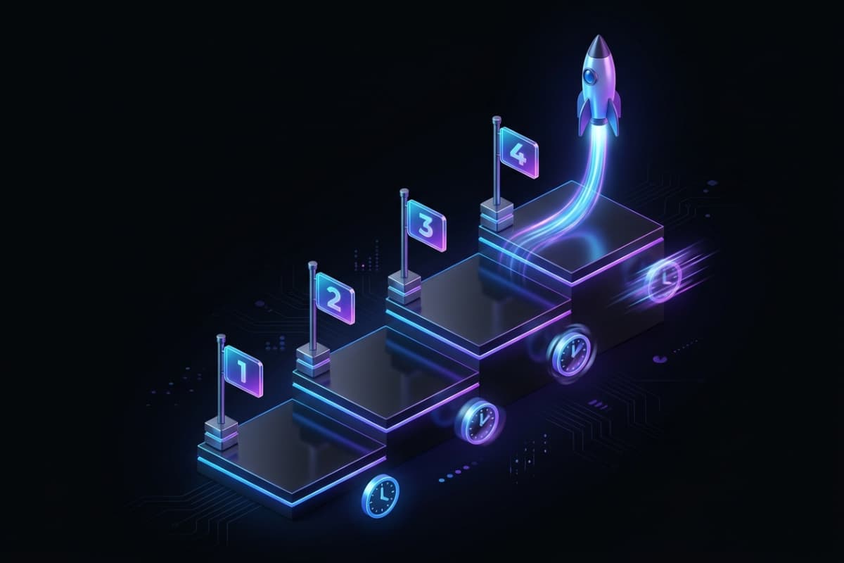 Roadmap staircase showing website speed optimization quick wins